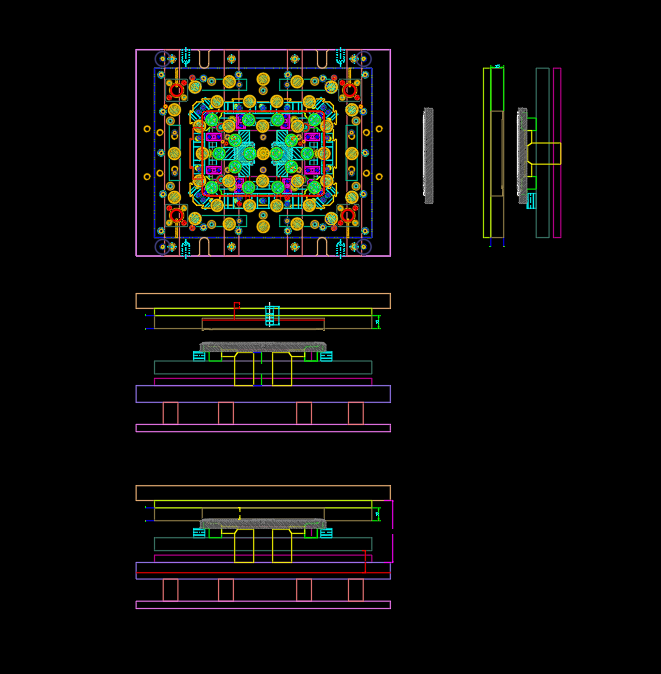 笔记本A面外壳四周侧切模具设计图