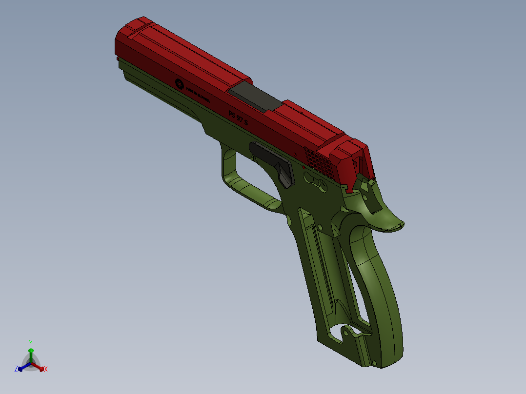 绿箭侠II-手枪壳体正等轴测图