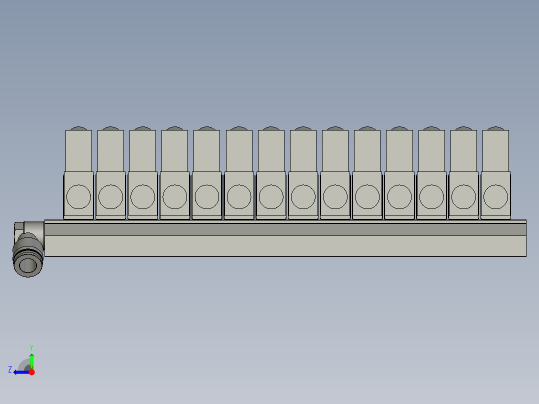 气密小气缸汇流排组件右视图