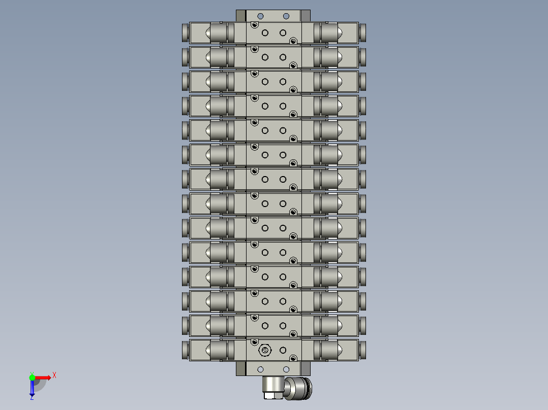 气密小气缸汇流排组件俯视图