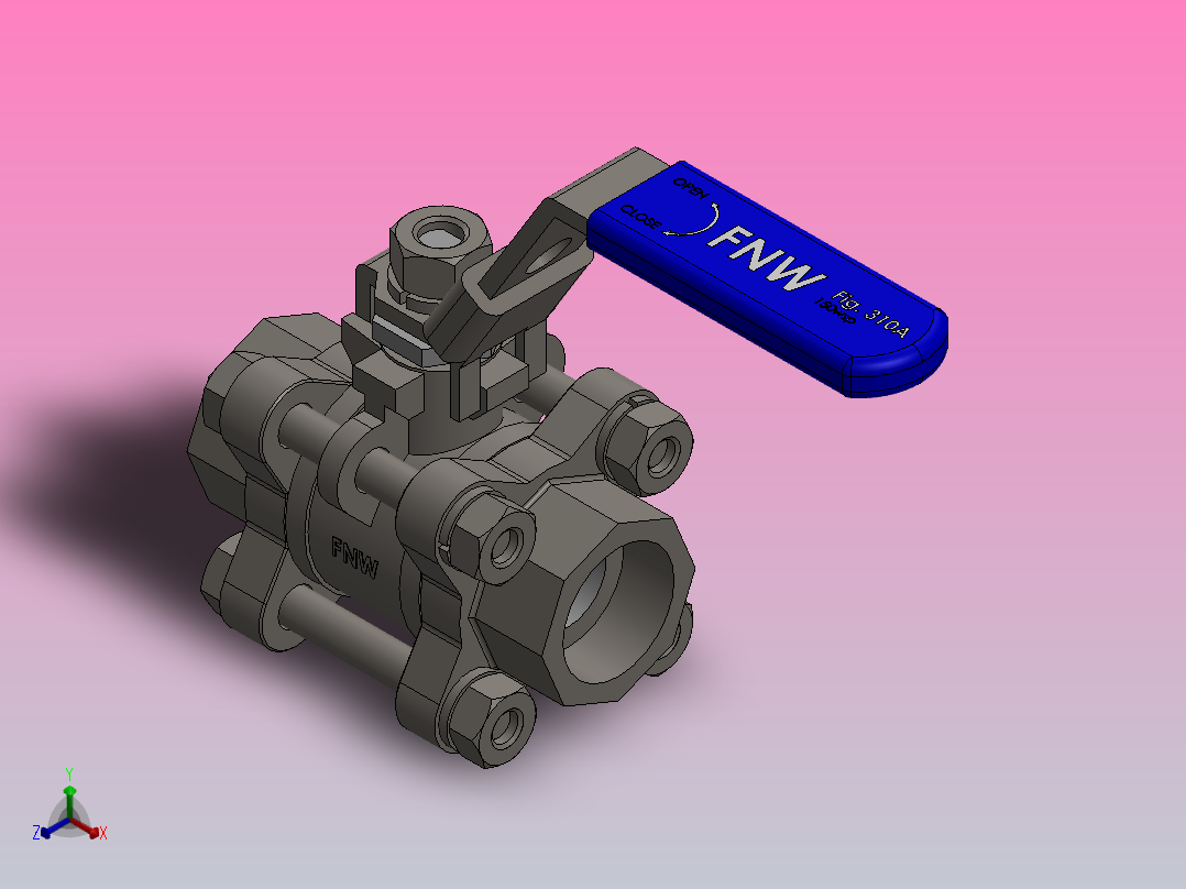 FNW-FNW310ASWD三片式内螺纹球阀主视图
