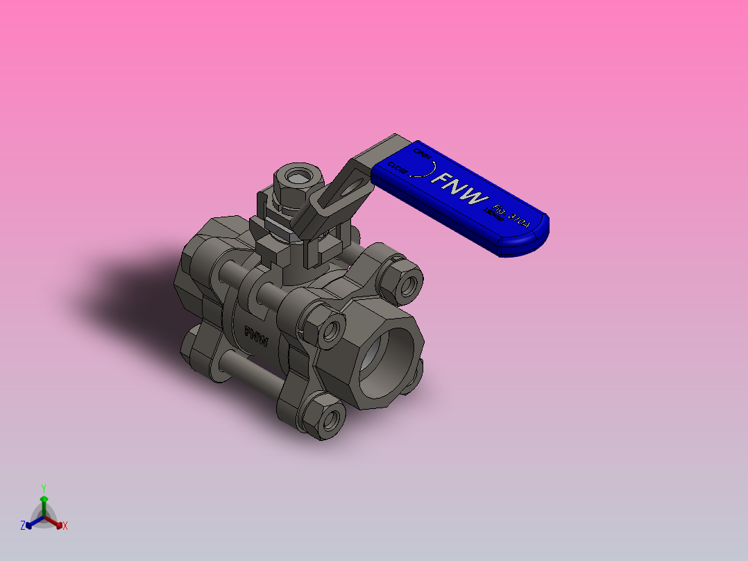 FNW-FNW310ASWD三片式内螺纹球阀正等轴测图