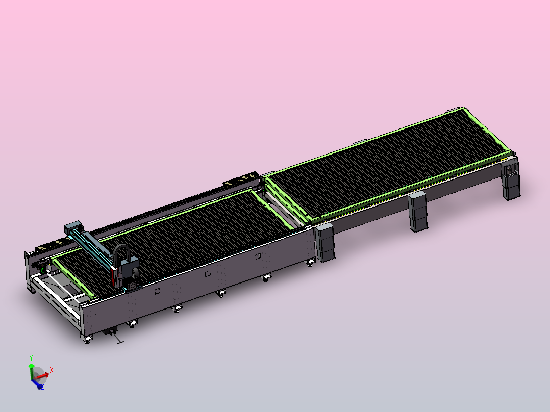 6米双平台激光切割机主视图