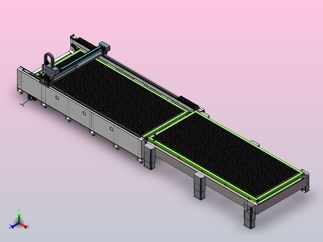 6米双平台激光切割机正等轴测图