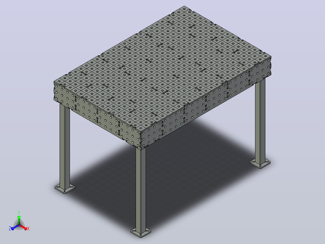 焊接工作台1200x800x150毫米正等轴测图