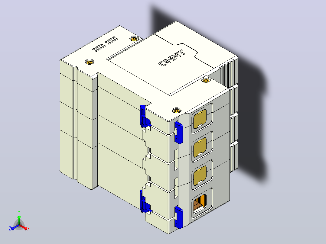 NXU-IIG 3P&amp;N电涌保护器三维模型202307主视图