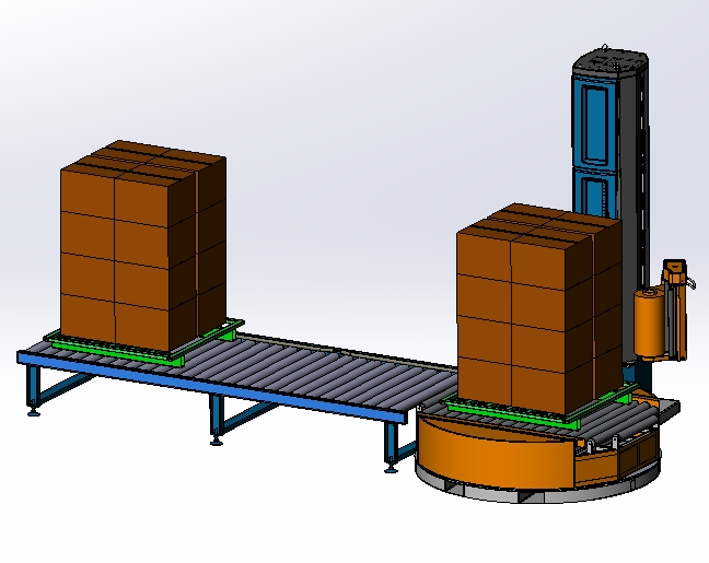 在线式缠绕机流水线3D数模图纸 Solidworks设计