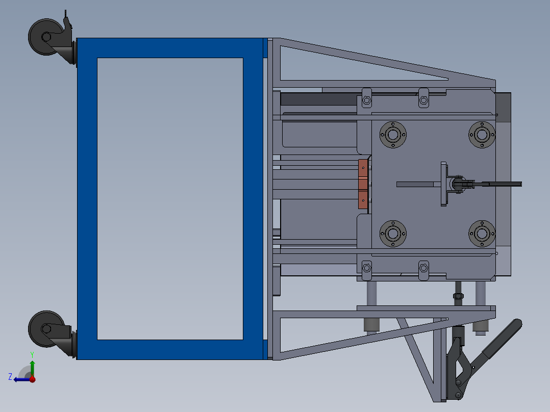 送料箱外壳组合焊接夹具右视图