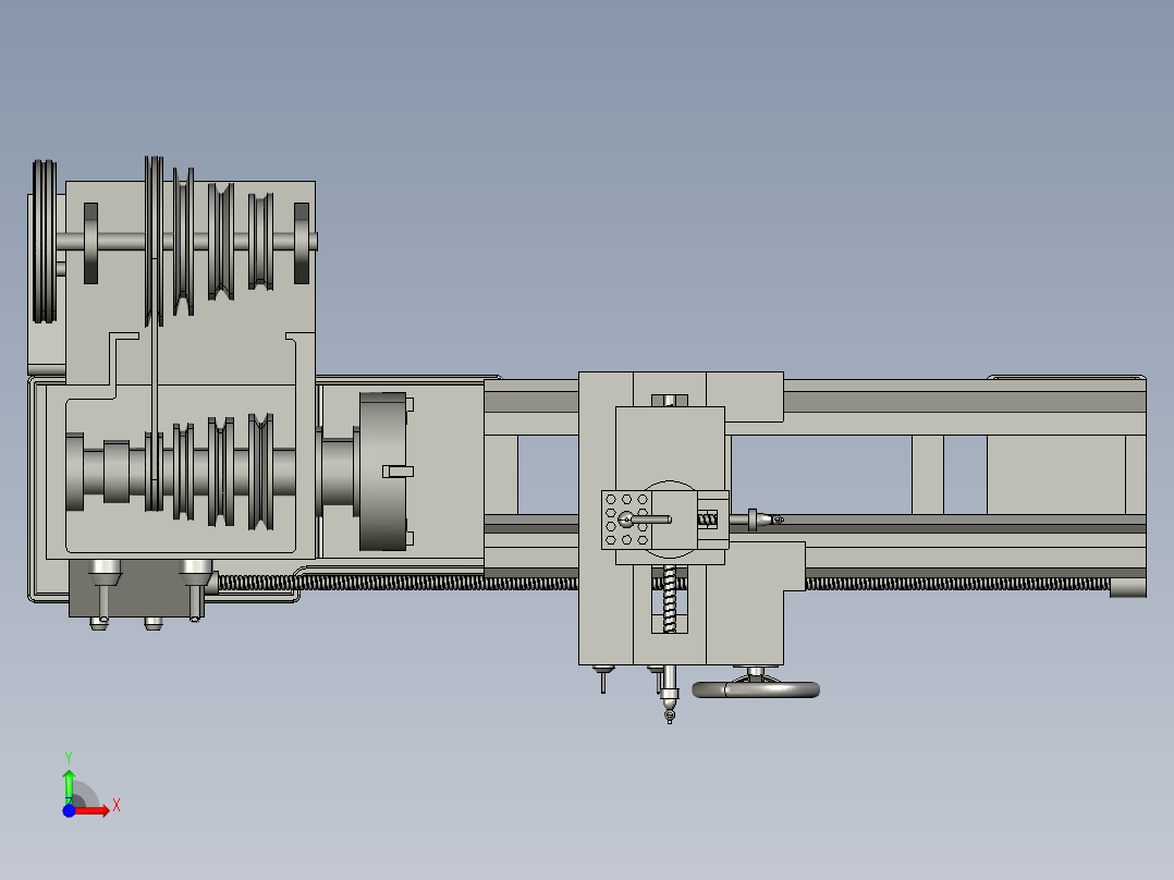 普通带式车床演示结构3D图纸 CATIA设计 附STP前视图