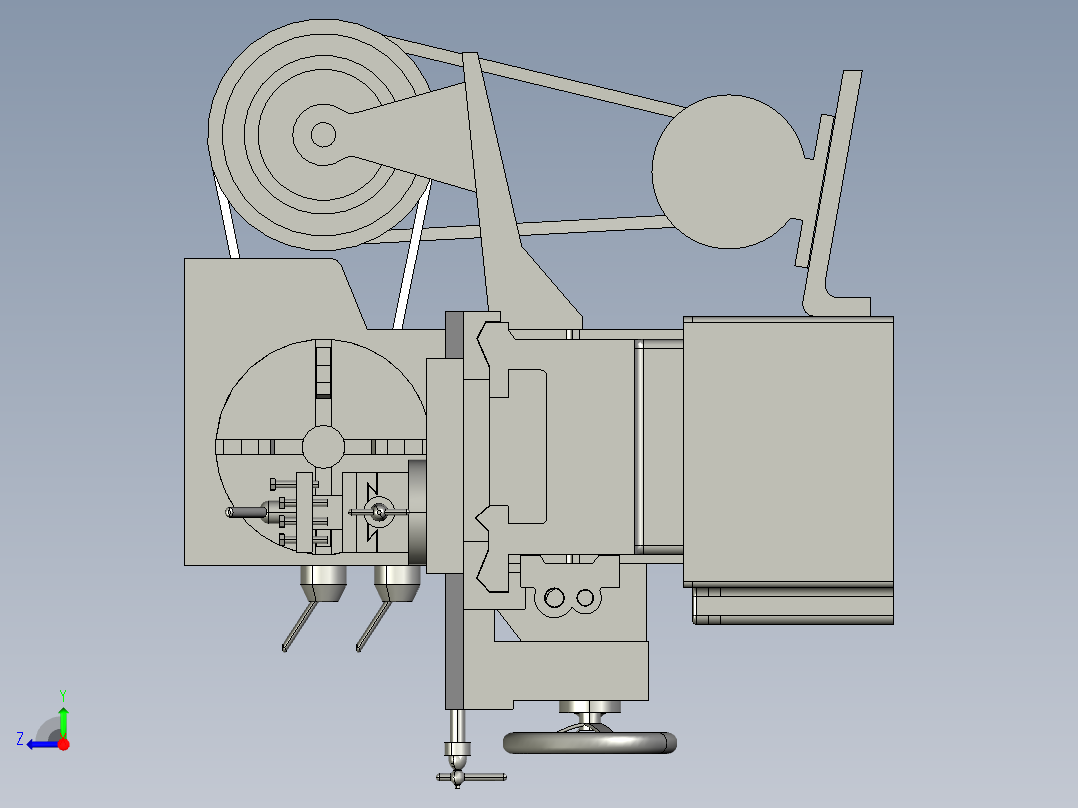 普通带式车床演示结构3D图纸 CATIA设计 附STP右视图