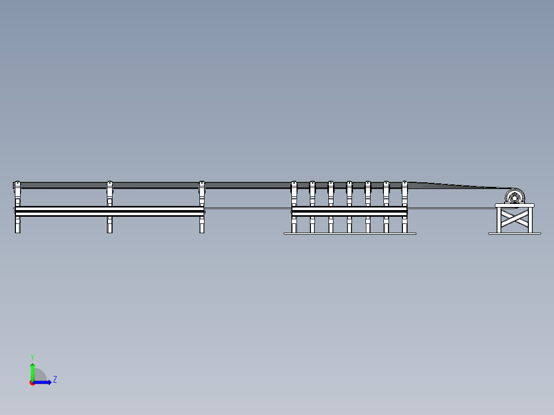 煤炭专用输送带3D数模图纸 STEP格式左视图