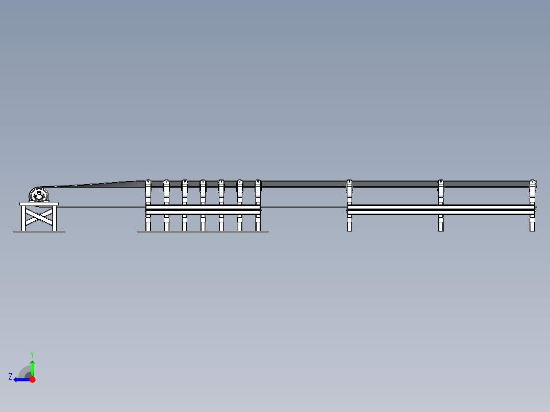 煤炭专用输送带3D数模图纸 STEP格式右视图