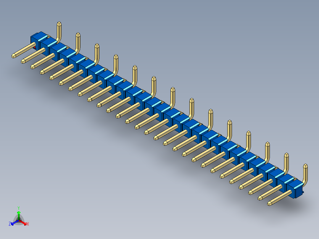 彩色公排针 100mil 2.54mm 系列-DS1022_blue_28p_100mil_Type_SMT_R2_rev1.0主视图