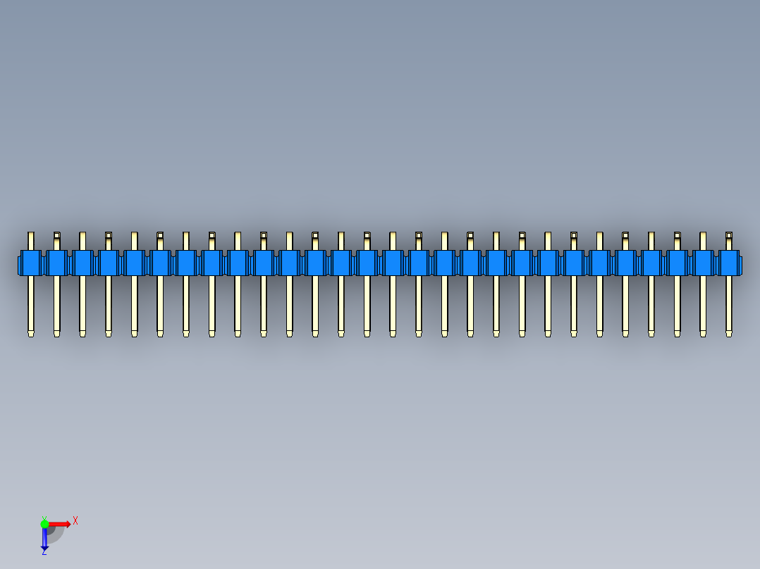 彩色公排针 100mil 2.54mm 系列-DS1022_blue_28p_100mil_Type_SMT_R2_rev1.0俯视图