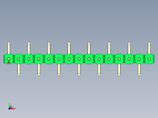 彩色公排针 100mil 2.54mm 系列-DS1022_green_15p_100mil_Type_SMT_R1_rev1.0前视缩略图