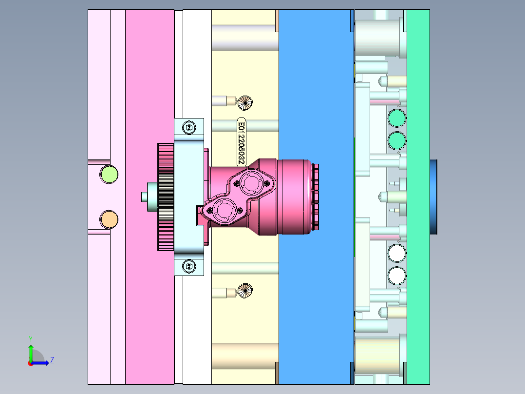 螺纹旋钮盖（绞牙+顶针板顶出）左视图