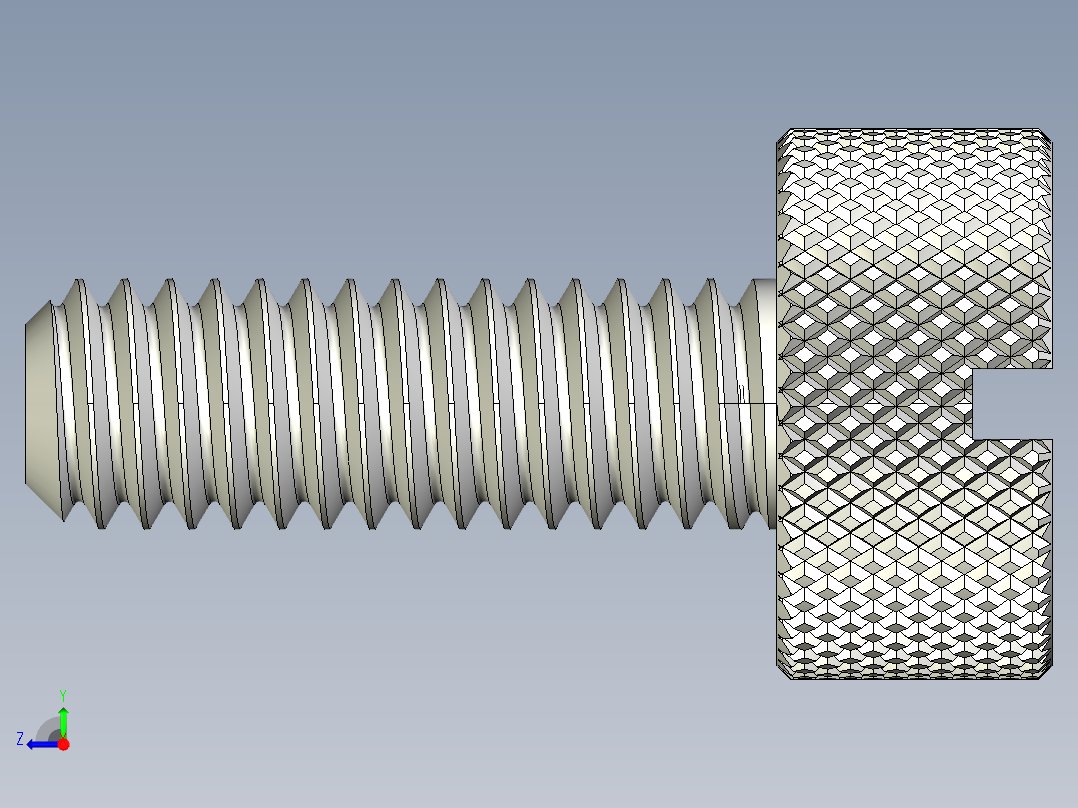 开槽滚花螺钉-M2.5 x 7.5mm右视图