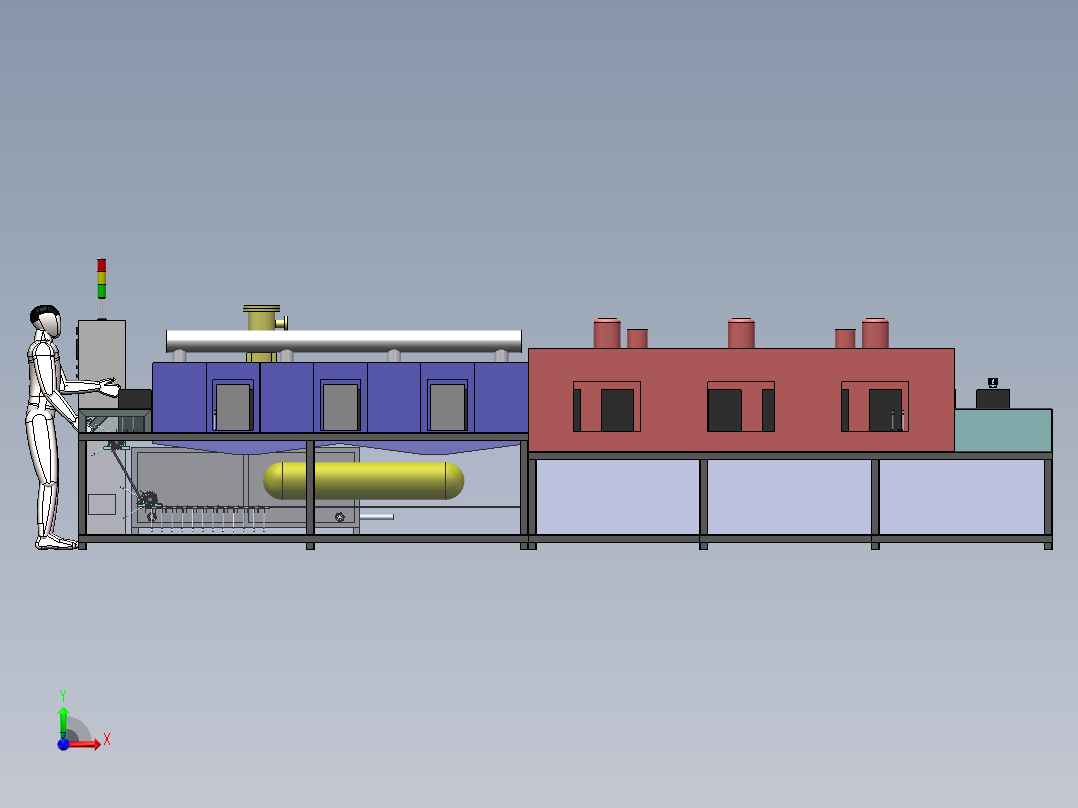 通过式环形链条清洗机3D图纸前视图