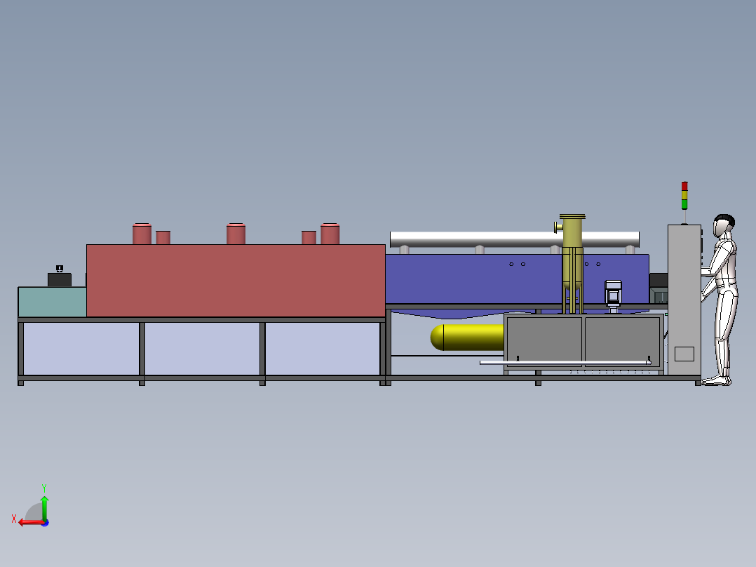 通过式环形链条清洗机3D图纸后视图