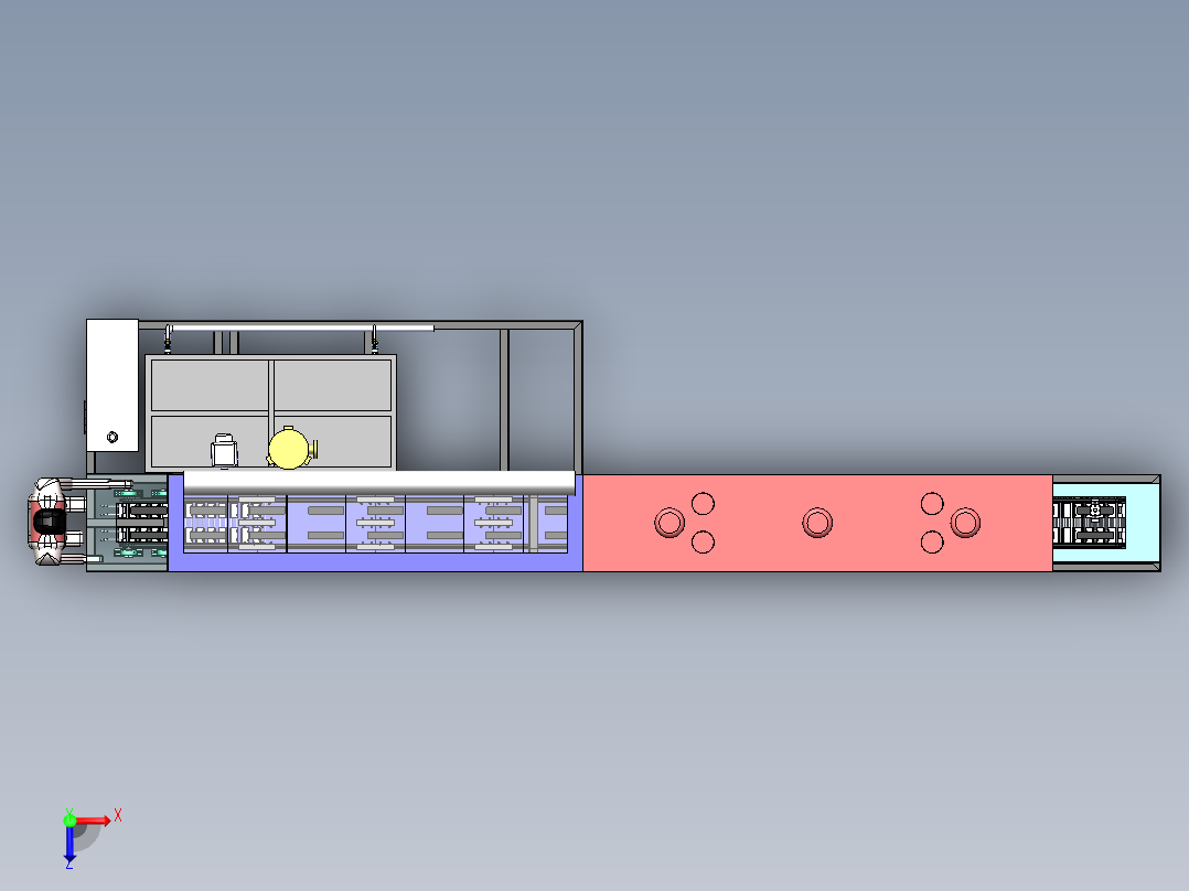 通过式环形链条清洗机3D图纸俯视图
