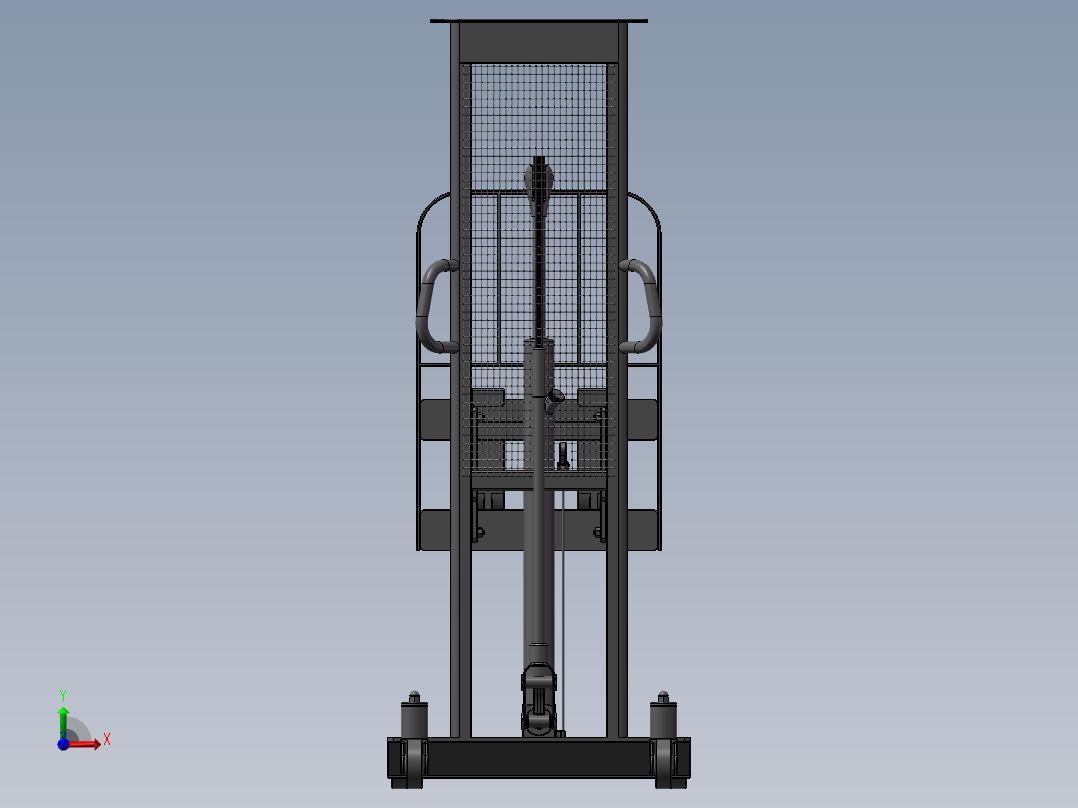 手动液压叉车 3D模型（SolidWorks设计前视图