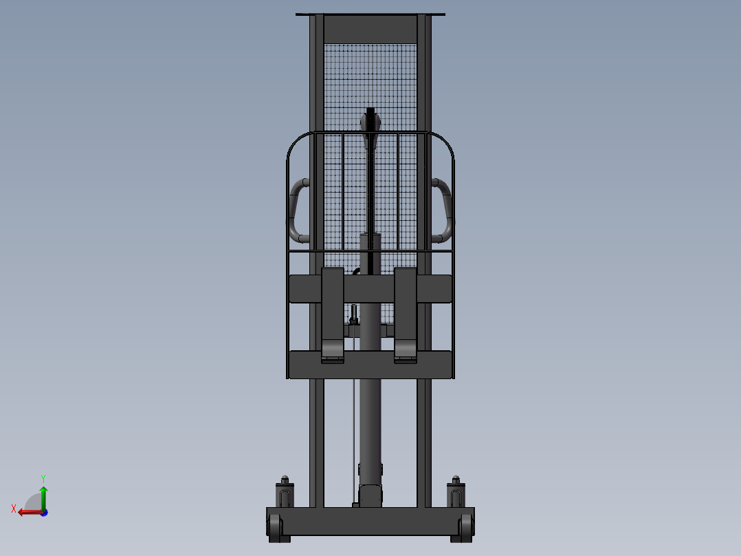 手动液压叉车 3D模型（SolidWorks设计后视图