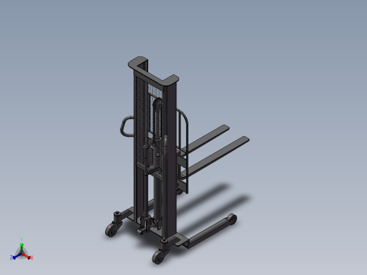 手动液压叉车 3D模型（SolidWorks设计正等轴测缩略图