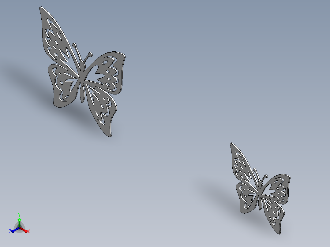 激光下料拼图蝴蝶AutoCAD, SOLIDWORKS正等轴测图