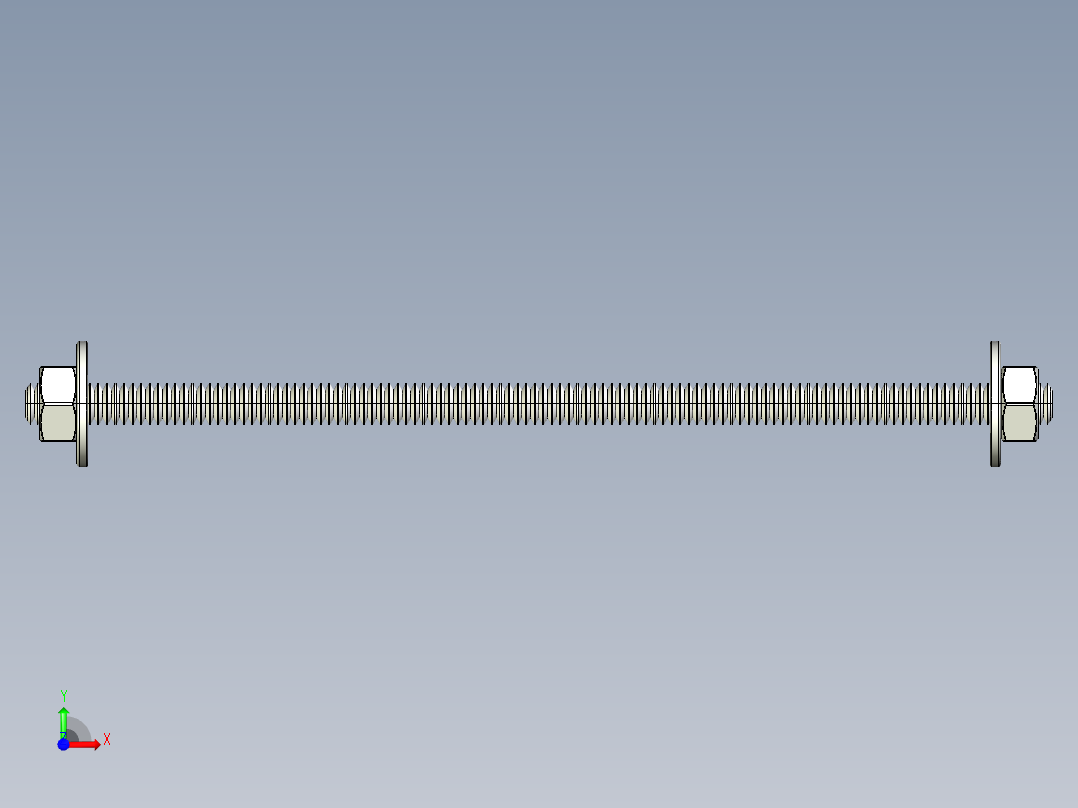紧固件-STEP 0.2500 All-Thread前视图