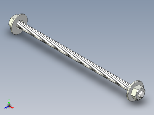 紧固件-STEP 0.2500 All-Thread正等轴测缩略图