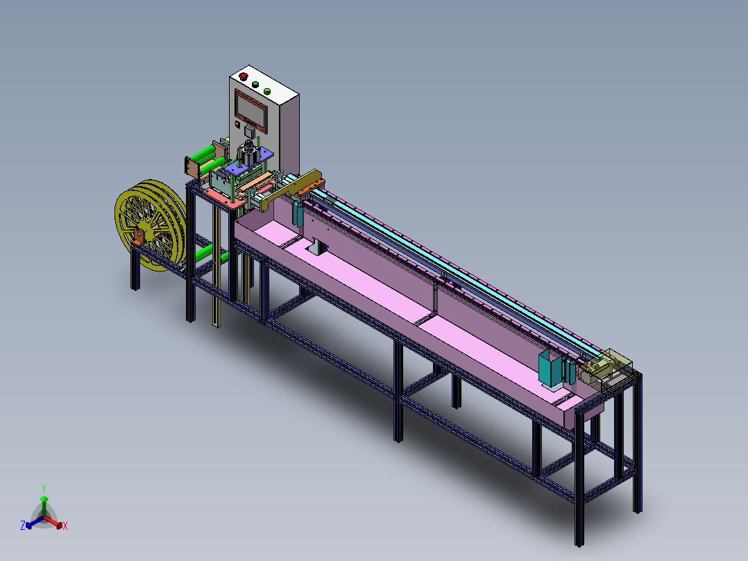 编织带裁断机（sw18+cad+bom）正等轴测图