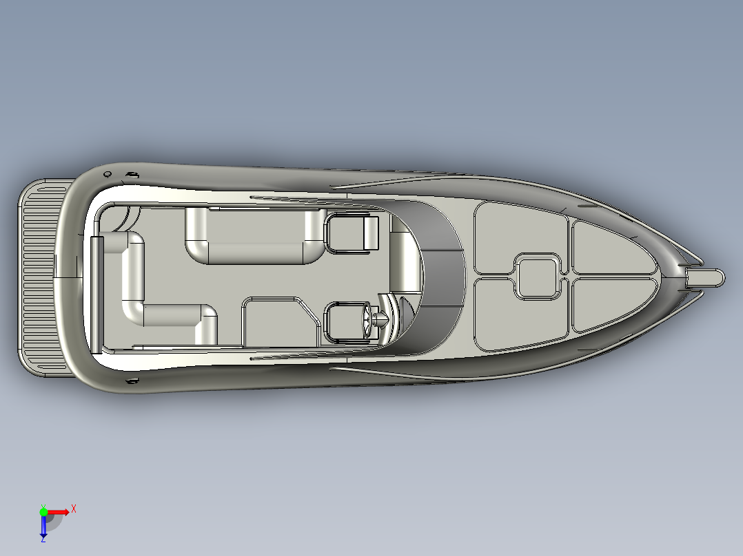 游艇 （有人驾驶）俯视图