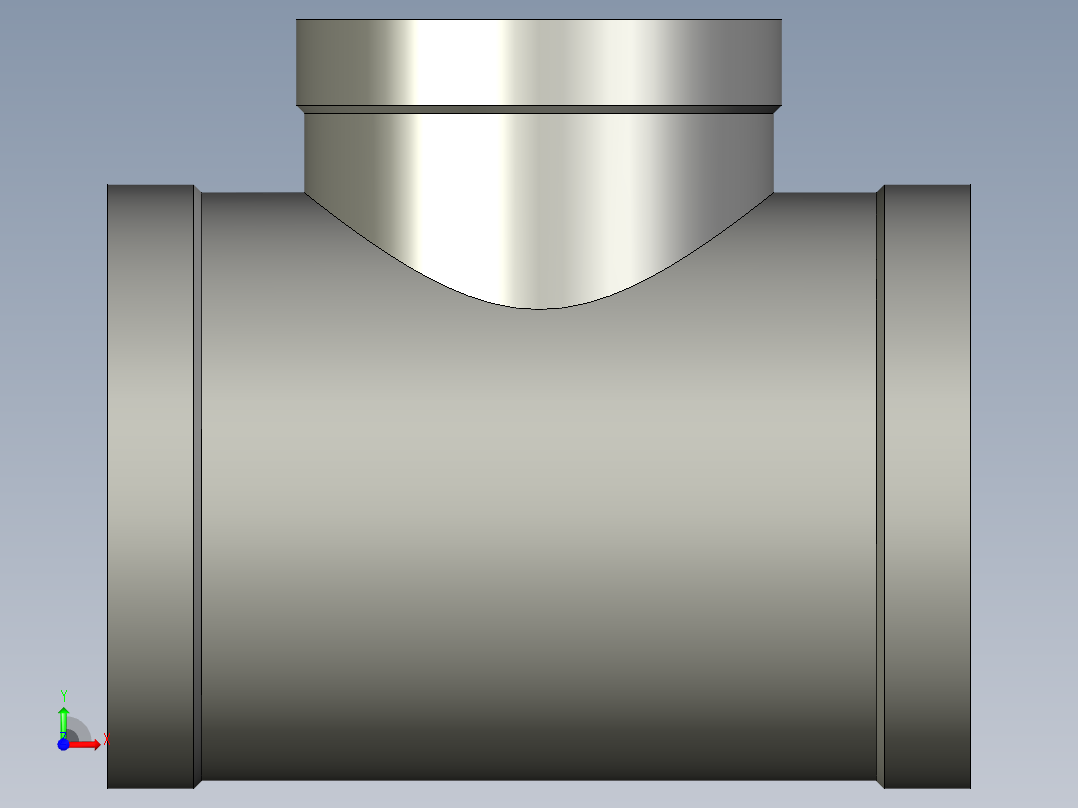 螺纹管三通-异径 DN65-DN50前视图
