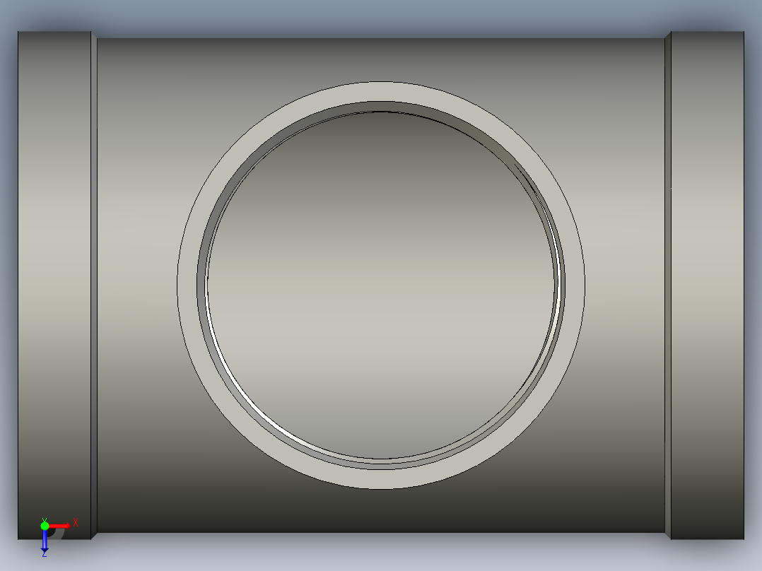 螺纹管三通-异径 DN65-DN50俯视图