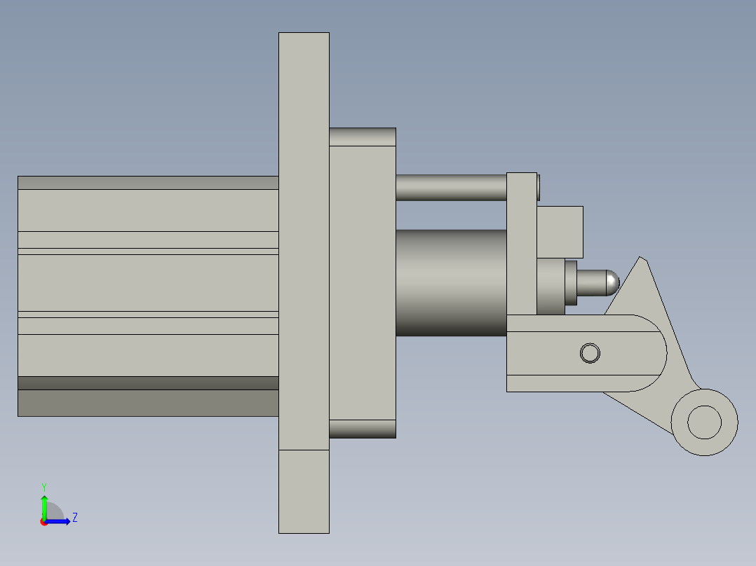 新能源汽车电池包加工生产线设计-连续焊-流水线-阻挡气缸安装左视图