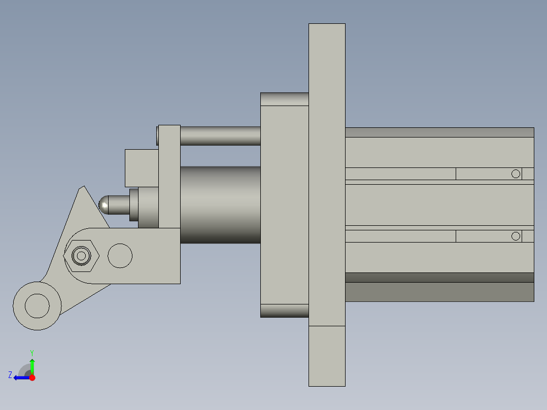 新能源汽车电池包加工生产线设计-连续焊-流水线-阻挡气缸安装右视图