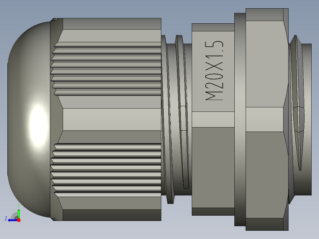电缆防水接头M20x15右视图