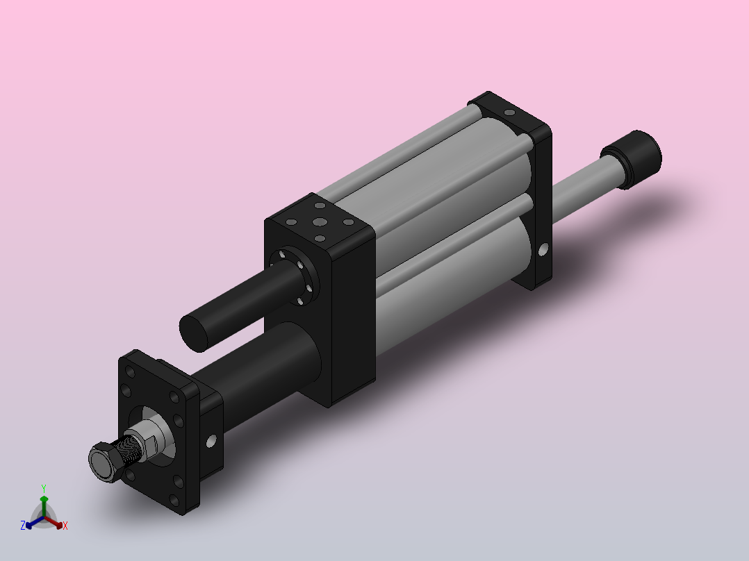 MPTD-3T系列可调型[MPTD-63-100-10-3T-50-M2-S1-0°]可调型气压增压缸正等轴测图