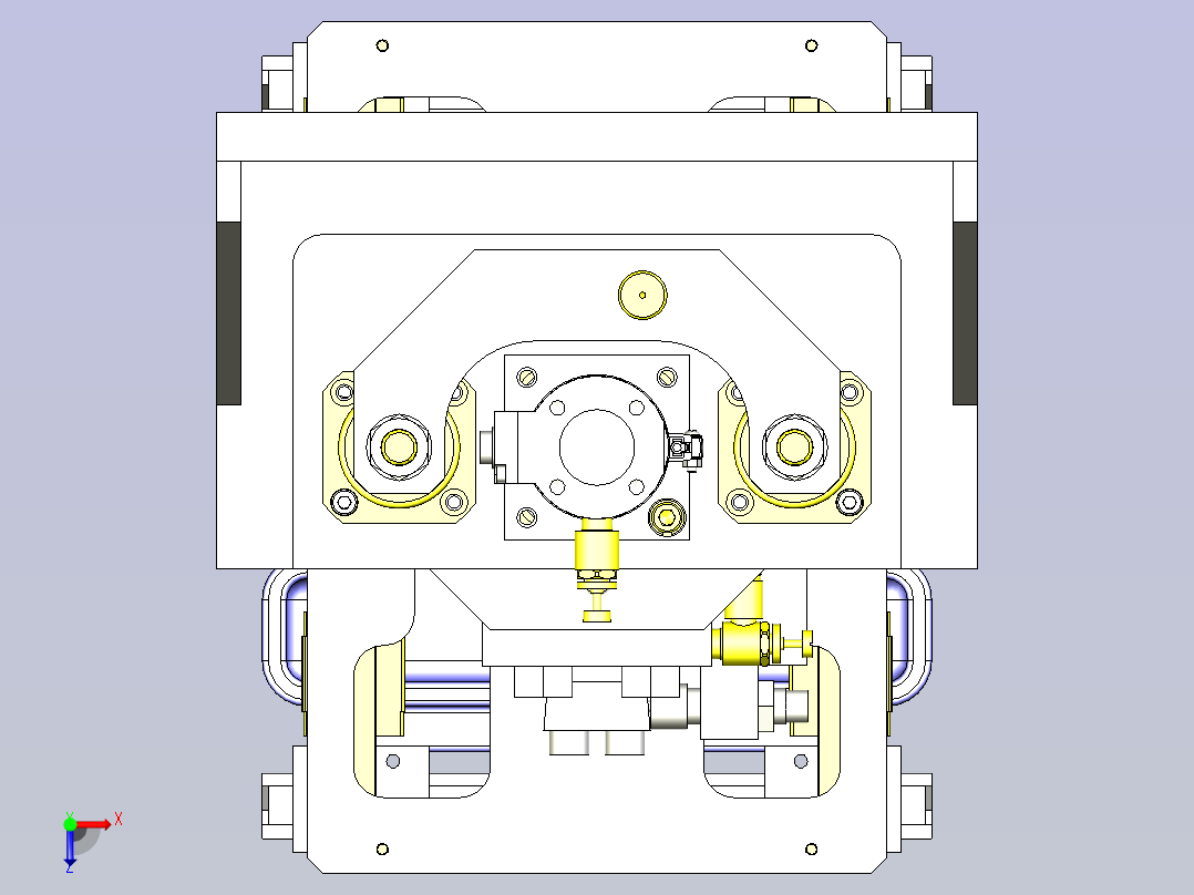 一款中大型工件的夹紧机构3D图俯视图