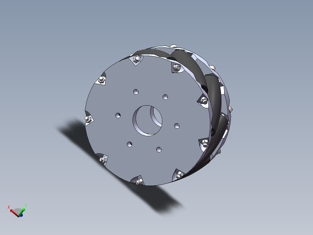 麦克纳姆轮3d图纸 SolidWorks建模设计agv小车全方位驱动轮3d模型