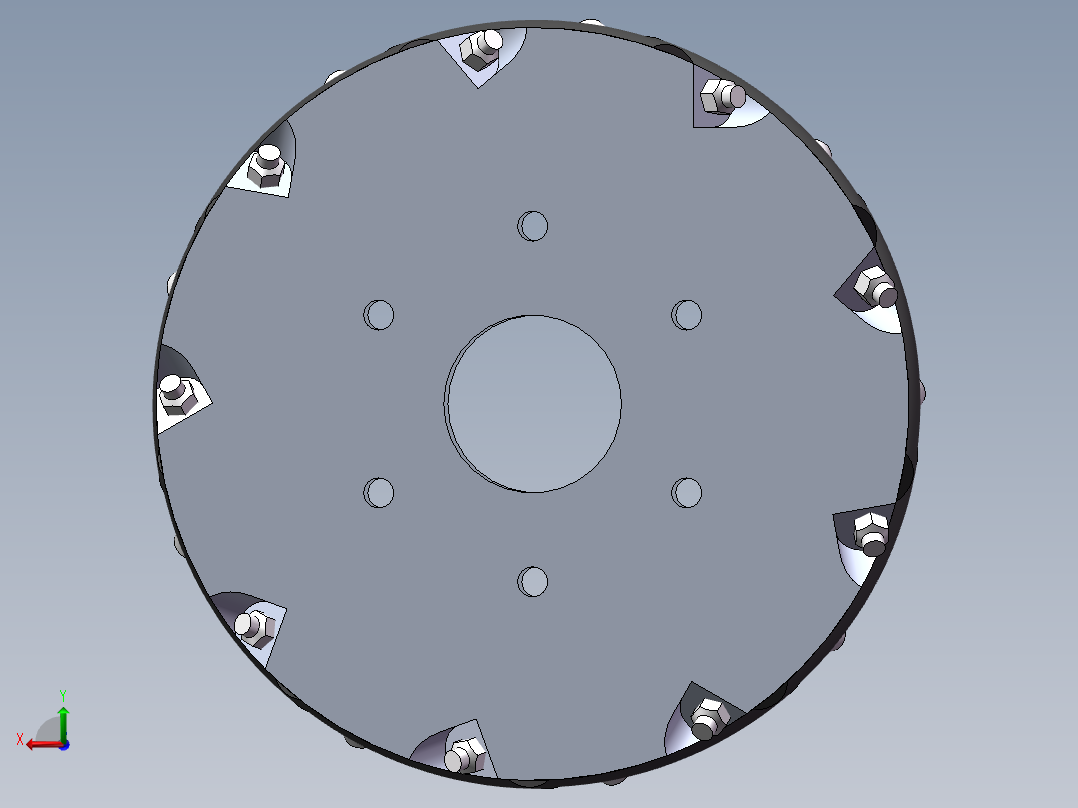 麦克纳姆轮3d图纸 SolidWorks建模设计agv小车全方位驱动轮3d模型后视图