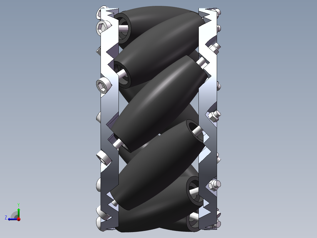 麦克纳姆轮3d图纸 SolidWorks建模设计agv小车全方位驱动轮3d模型右视图