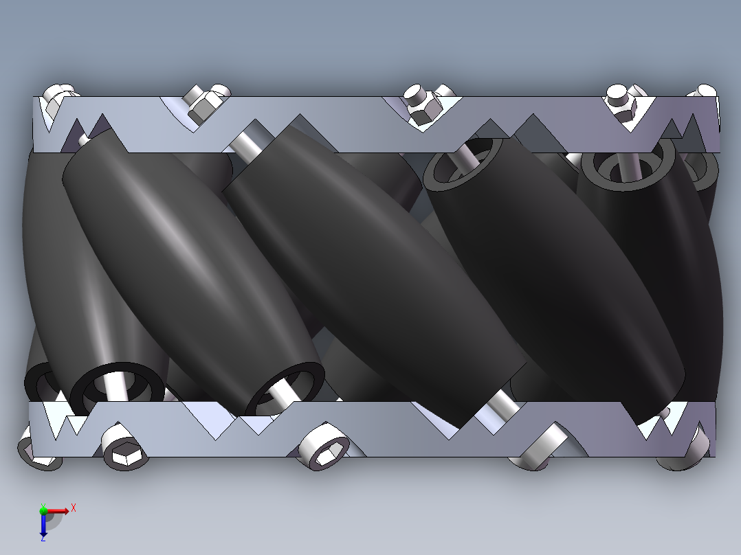 麦克纳姆轮3d图纸 SolidWorks建模设计agv小车全方位驱动轮3d模型俯视图
