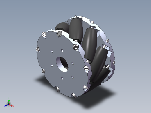 麦克纳姆轮3d图纸 SolidWorks建模设计agv小车全方位驱动轮3d模型正等轴测缩略图