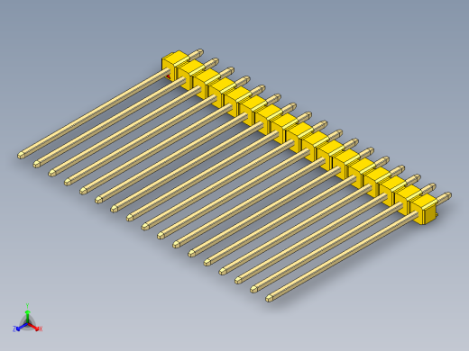 彩色公头100mil（2.54mm）系列-DS1021_yellow_1x17p_100mil_Type43_rev1.0正等轴测缩略图