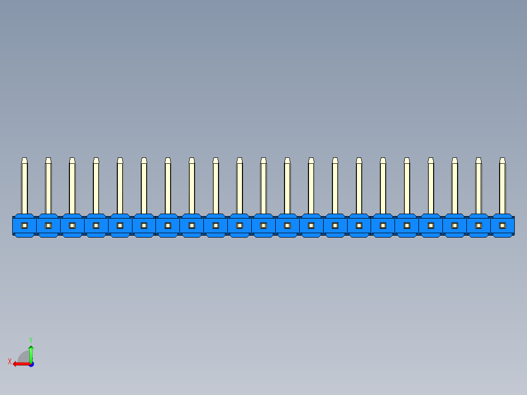 彩色公排针 100mil 2.54mm 系列-DS1022_blue_21p_100mil_TypeU_rev1.0后视图