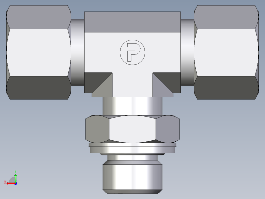卡套式工业通用硬管接头EO_Adjustable_locknut_branch_tee_TEE10SMCF后视缩略图