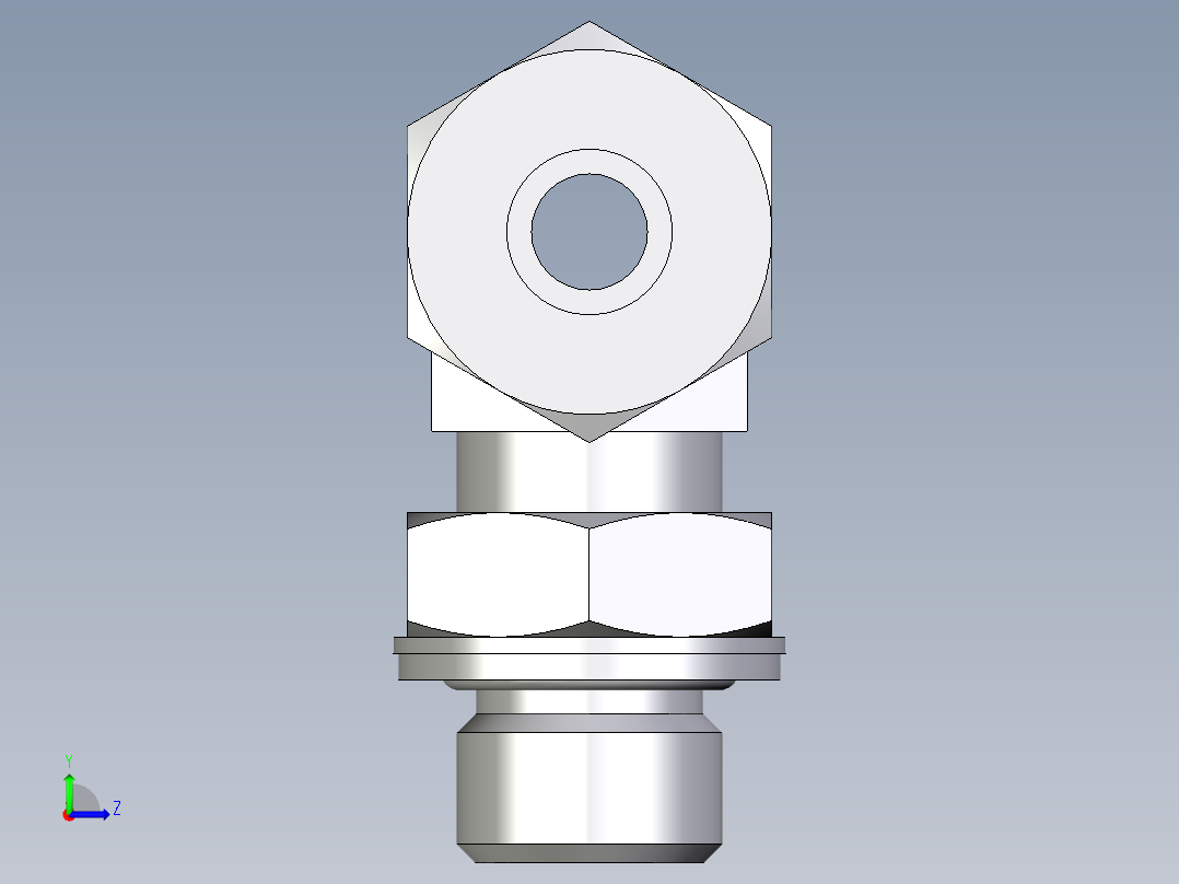 卡套式工业通用硬管接头EO_Adjustable_locknut_branch_tee_TEE10SMCF左视图