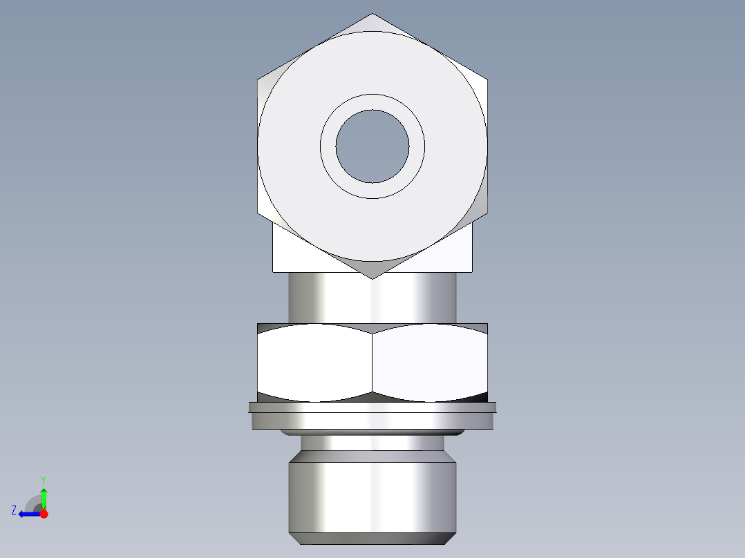 卡套式工业通用硬管接头EO_Adjustable_locknut_branch_tee_TEE10SMCF右视图