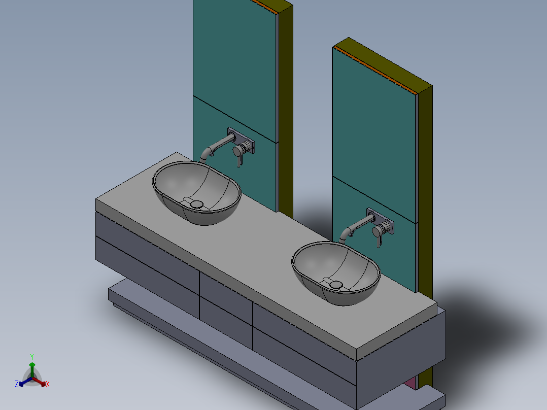 立式洗脸盆_洗脸盆柜组合主视图